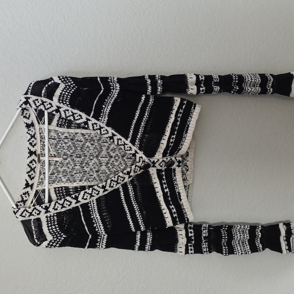 Free People Black and White Patterned Sweater